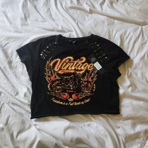 Fashion Nova Vintage Motorcycle Crop Top